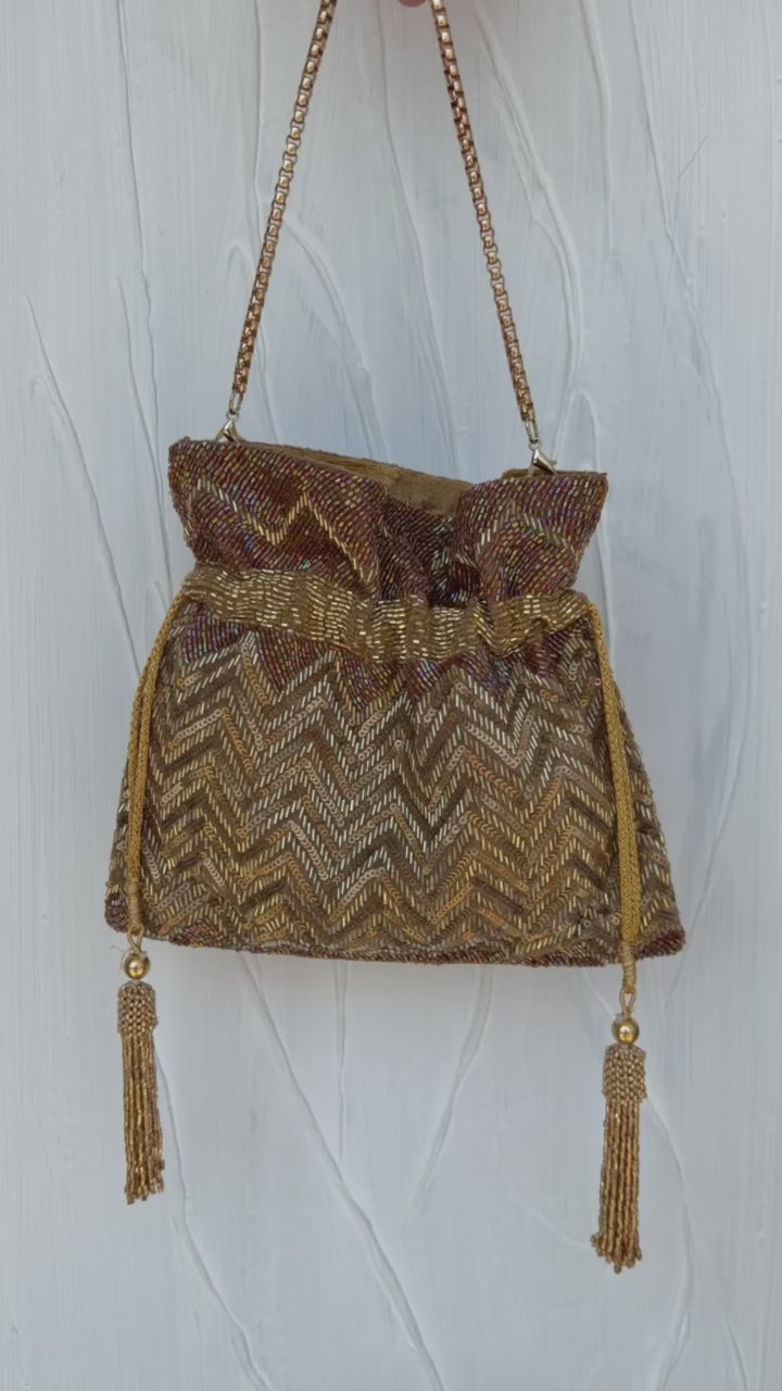 Shaam Gold Chevron Potli
